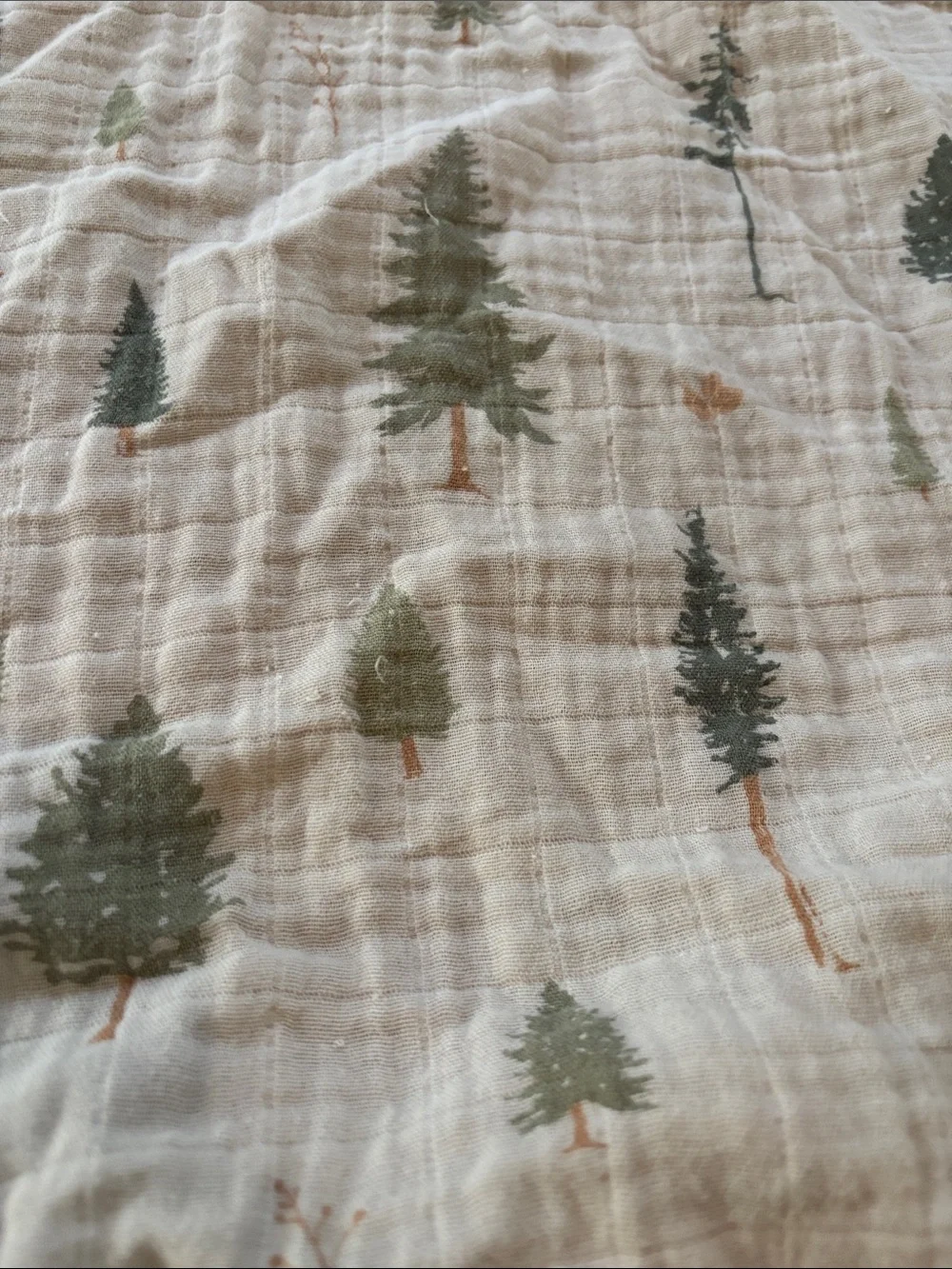 Neutral Forest / tree Print Muslin fitted crib sheet